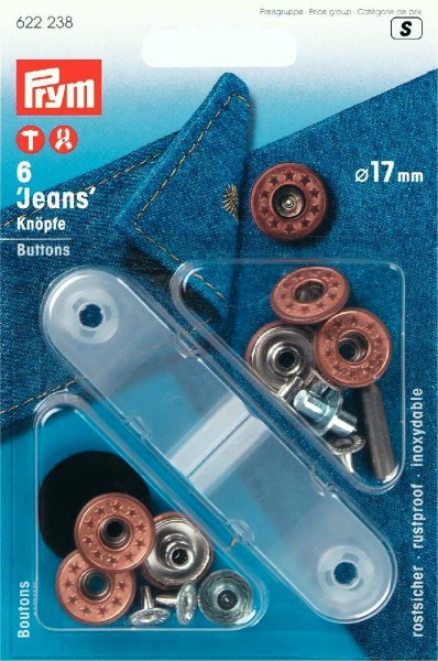 Prym Jeansknöpfe Stern 17 mm, 6 Stück