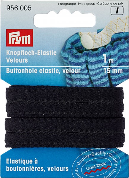 Prym Knopfloch-Elastic Velours 15 mm, 1 m
