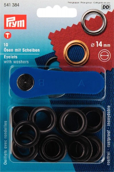 Prym Ösen mit Scheiben 14 mm, 10 Stück