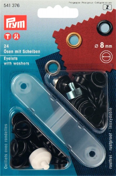 Prym Ösen mit Scheiben 8 mm, 24 Stück