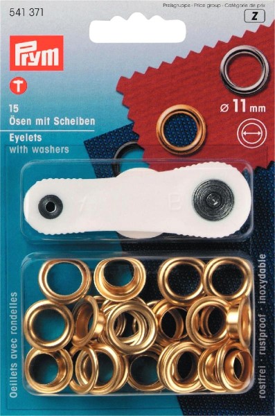 Prym Ösen mit Scheiben 11 mm, 15 Stück