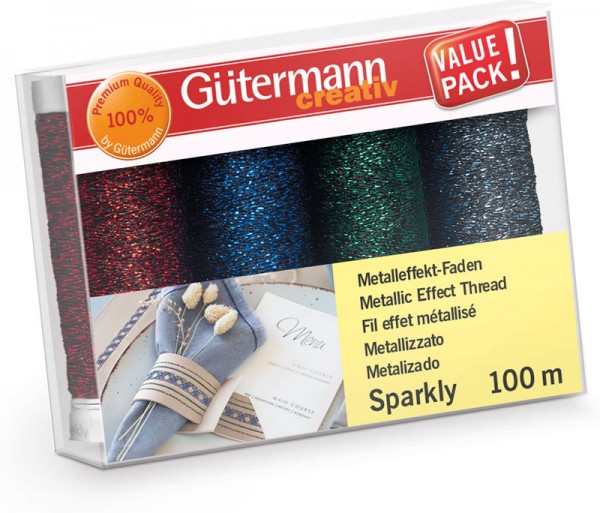 Gütermann Sparkly Metalleffektfaden-Set 4 x 100 m