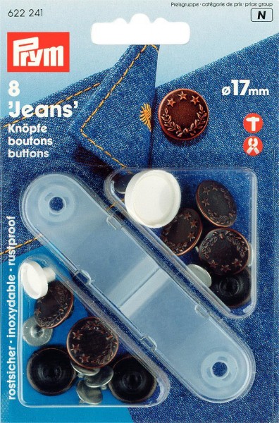 Prym Jeansknöpfe 17 mm, 8 Stück