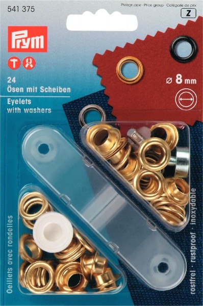 Prym Ösen mit Scheiben 8 mm, 24 Stück