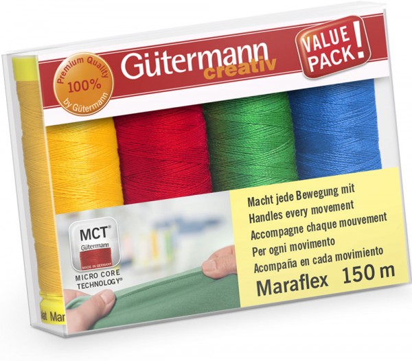 Gütermann Nähgarn-Set Maraflex 120, 4x150 m, elastisch