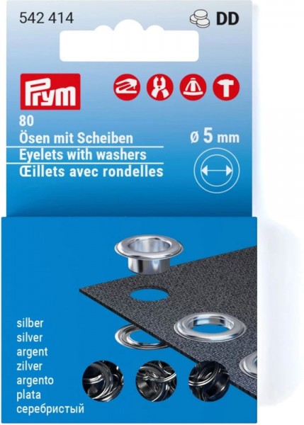 Prym Ösen mit Scheiben 5 mm, 80 Stück