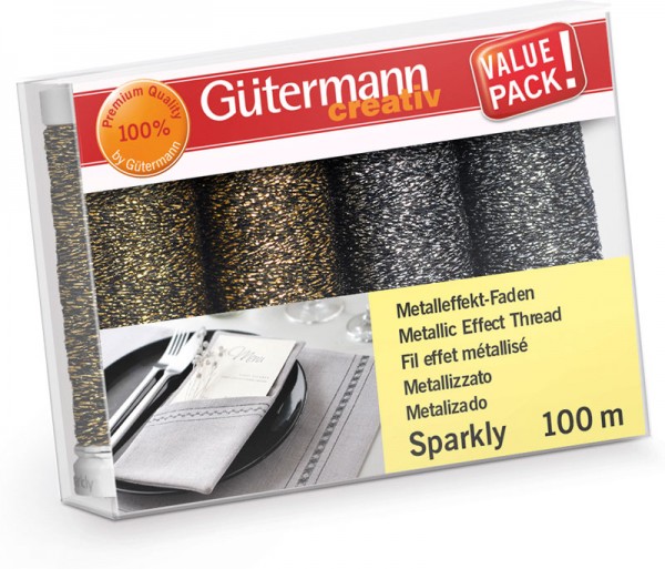 Gütermann Sparkly Metalleffektfaden-Set 4 x 100 m