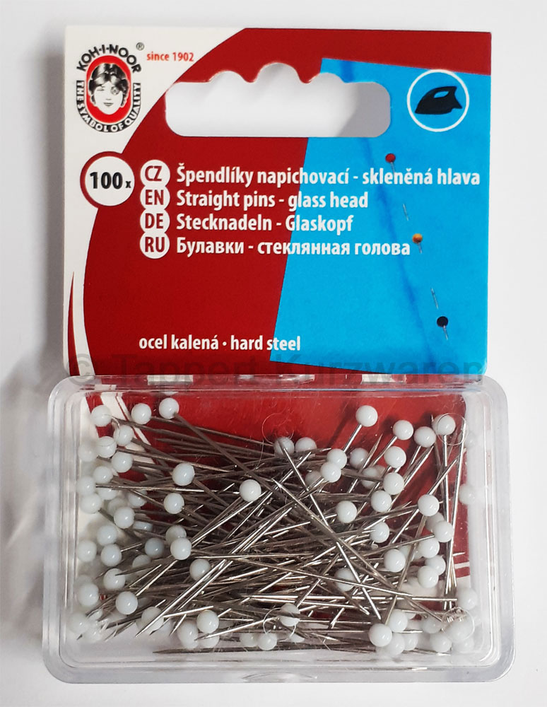 Stahlstecknadeln weiß mit Glaskopf 10 g SB | Tappert Kurzwaren