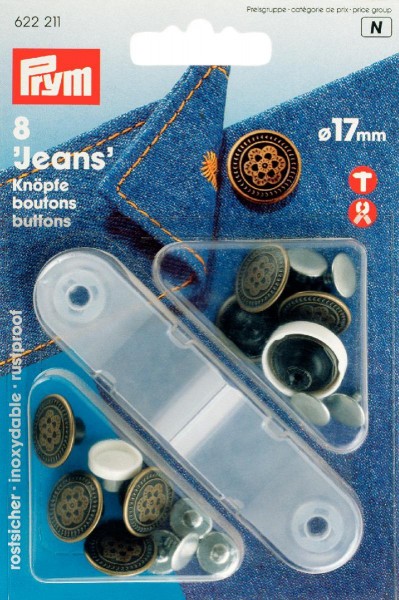 Prym Jeansknöpfe 17 mm, 8 Stück