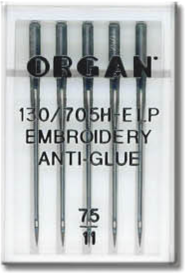 Maschinensticknadeln Organ 130/705 H-E LP Anti-Glue Embroidery