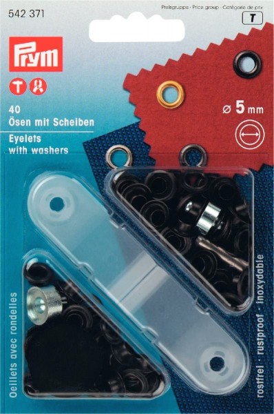 Prym Ösen mit Scheiben 5 mm, 40 Stück