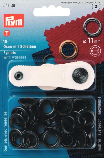 Prym Ösen mit Scheiben 11 mm, 15 Stück