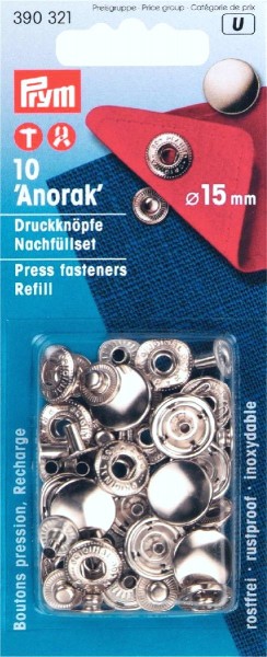 Prym Druckknöpfe Anorak 15 mm, 10 Stück