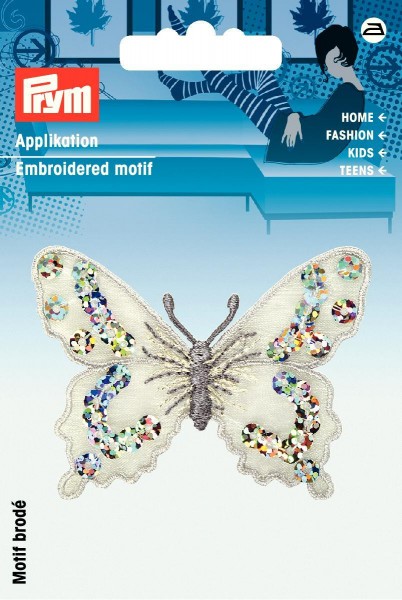 Prym Applikation Schmetterling silberfarbig
