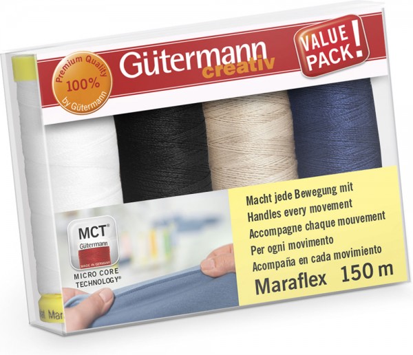 Gütermann Nähgarn-Set Maraflex 120, 4x150 m, elastisch