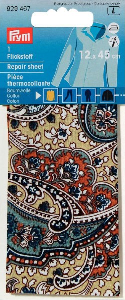 Prym Flickstoff Baumwolle beige/bunt Paisley 12 x 45 cm