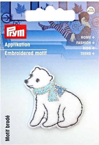 Prym Applikation Eisbär mit Schal weiß