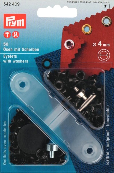 Prym Ösen mit Scheiben 4 mm, 50 Stück