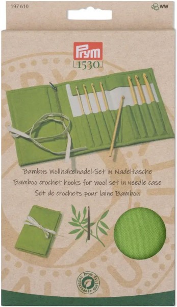 Prym Wollhäkelnadel-Set Bambus, 8 Stück