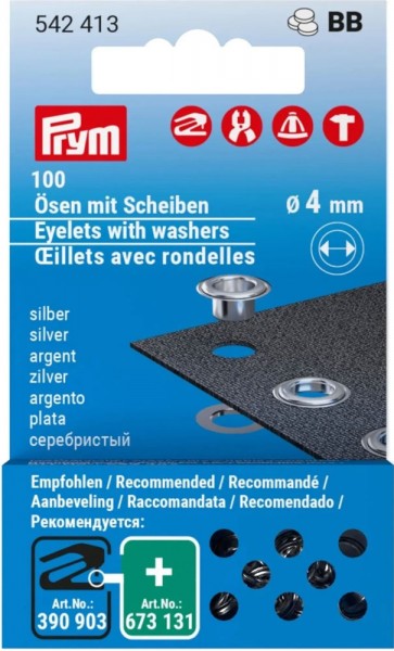 Prym Ösen mit Scheiben 4 mm, 100 Stück